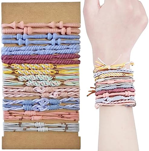 Volnova Boho Bracelet Hair Ties for Women 20 Pieces Elastic Hair Ties for Thick Hair 5 Styles of Dual-Use Bracelets and Hair Tie No Damage Hair Accessories for Girls