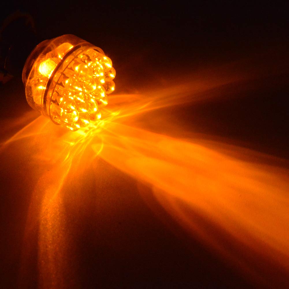 Ampoules LED Ambre 1156 BAU15S - Lot De 2 - 6.5W - 900 Lumens - 10-30V - Pour Clignotants Auto/Camping-Car