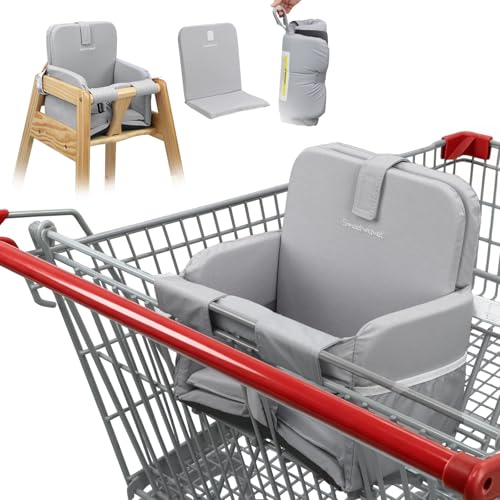 Sweetwavet Padded Shopping Cart Seat Cover for Baby 2-Layer Adjustable Grocery Cart Cover for Baby Infant Toddler High Chair Cover for Restaurant Machine Washable - Gray