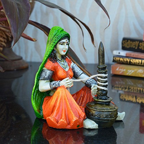 Figura decorativa Dama Rajasthani con Makhan Handi miniatura 1