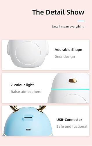 Miniatura 5 de Difusor cálido y dulce con tecnología ultrasónica, difusor portátil alimentado por USB para aceites esenciales, ambientadores de habitación con 7