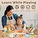 Lehoo Castle Wooden Play Food Sets for Kids Kitchen, Food Toys for Toddlers 3+ Year Old, Pretend Food Play Kitchen Accessories, Cutting Fruits Vegetables Toys, Gift for Boys Girls