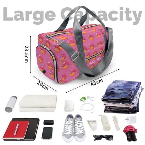 Personalized Duffel Bag Pink Donuts Customized Multi-Function Travel Bag Gym Sports Bag Dance Bag Women Men Carry On Weekend Bags4