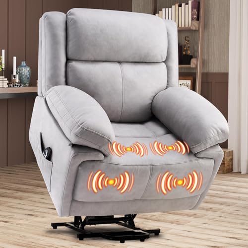 Sillón reclinable eléctrico con masaje y calor gris miniatura 1