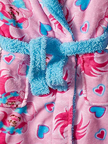 Trolls Girls' Big Luxe Plush Robe, Light Pink Fun, 8