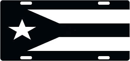 Amazon Com Fast Service Designs Puerto Rico Flag License Plate Black White Version Boricua Patriotic Puerto Rican Emblem Automotive