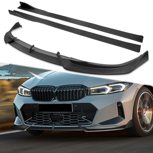 W-POWER, 9PCS Front Bumper Lip & Side Skirt Extensions Diffuser Compatible with BMW G20 3-Series 330e 330i M340i 320i M-Sport Only 2023-2025, Front Lip Spoiler Splitter ABS (Matt Black)