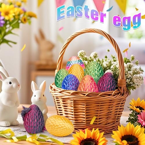 HIMS 6er Set 3D Gedrucktes Drachenei Geheimnisvolle Drachen Spielzeug, Überraschungs Drachenei mit Drache im Inneren, 3D Gedruckter Drache Easter Dracheneier