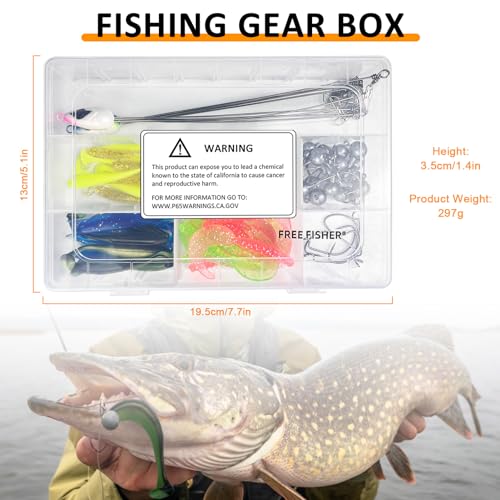 Set de 63 Piezas Alabama Rigs Kit con 5 Brazos, Anzuelos Jig Head y Señuelos Suaves para Bass, Crappie, Striper, Trucha y Salmón miniatura 4