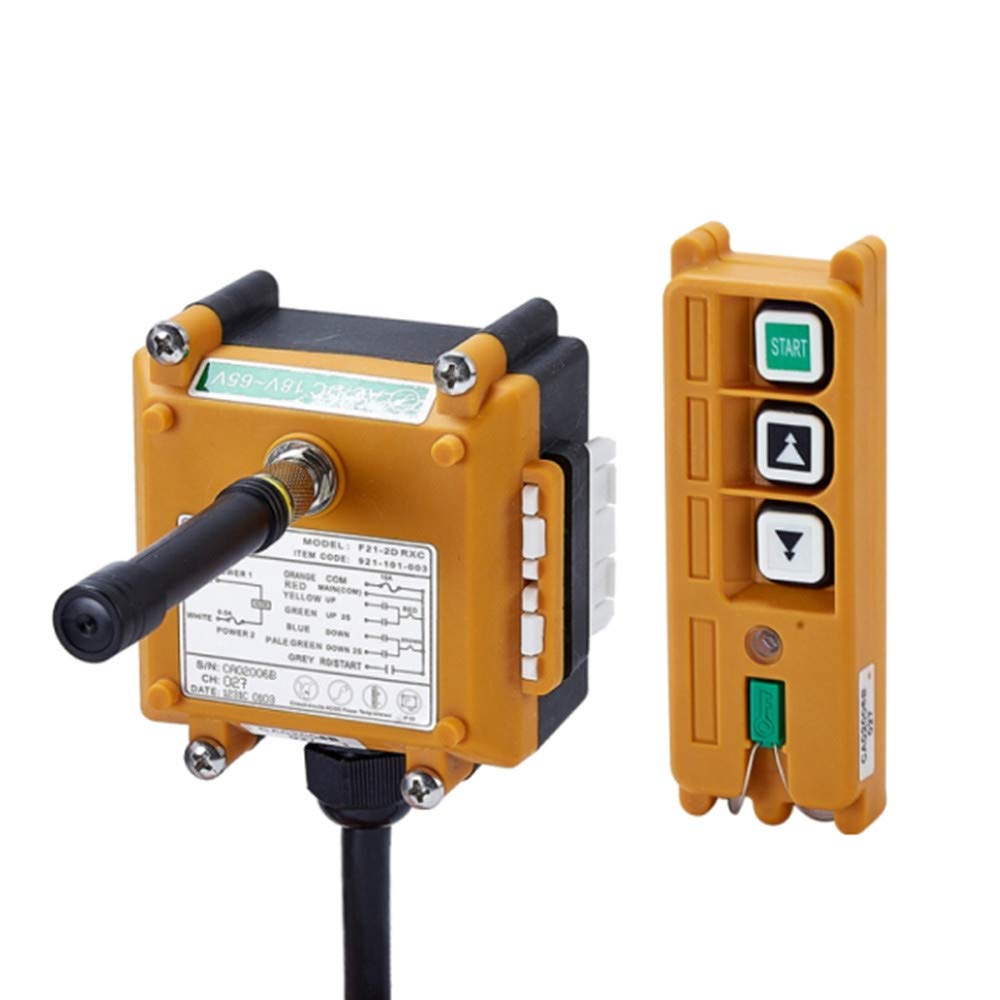 Hoist Crane Industrial Radio Remote Control Wireless Transmitter Stop Button 2 Key Switch F21-2D (1 Transmitter+1 Receiver) (F21-2S AC/DC 65V-440V) (65-440V)
