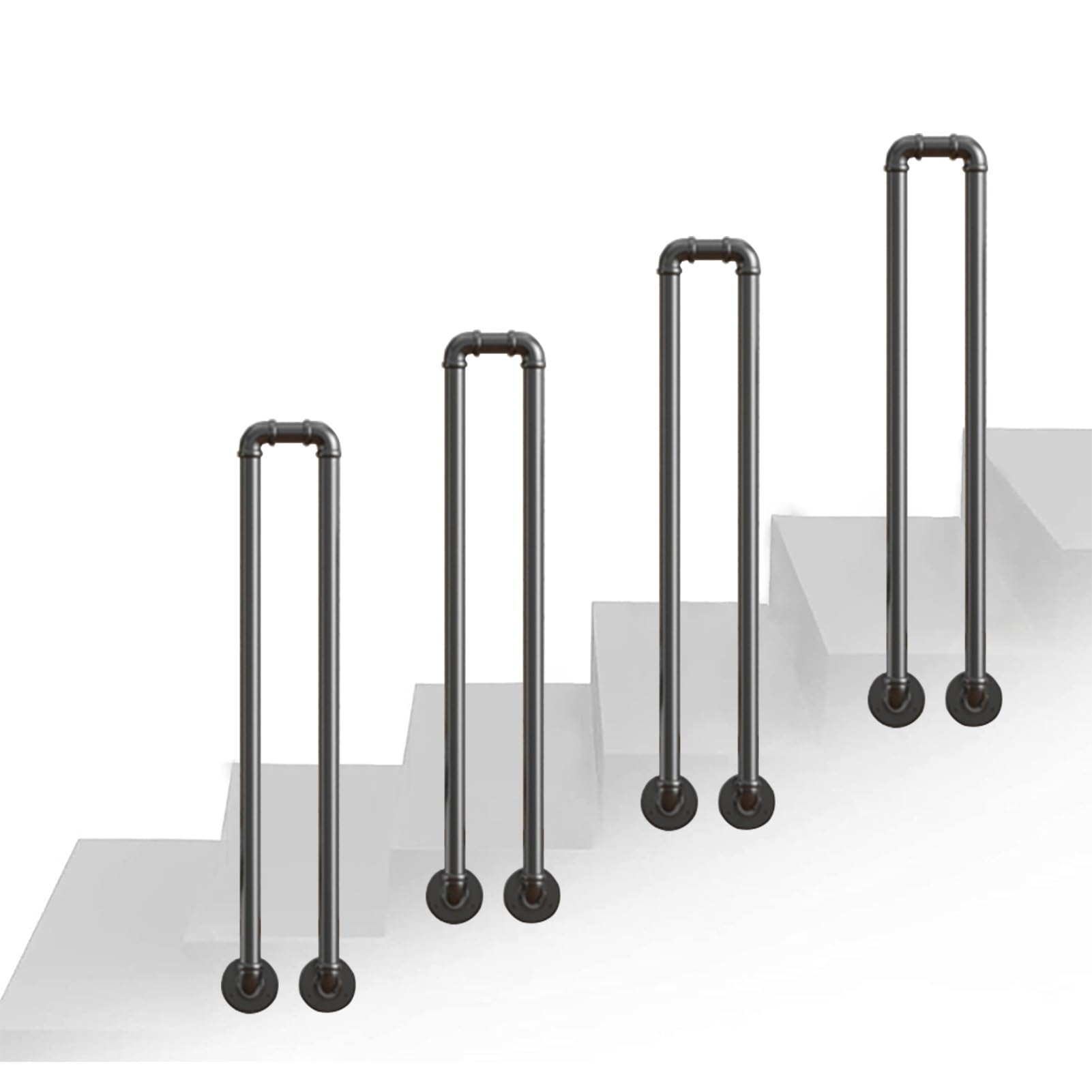 Strapazierfähige Wand-Handläufe für Treppen – U-förmiger Haltegriff für den Innen- und Außenbereich, Unterstützung für 1–2 Stufen, 1 x Geländerhalterung, Balustraden-Befestigung