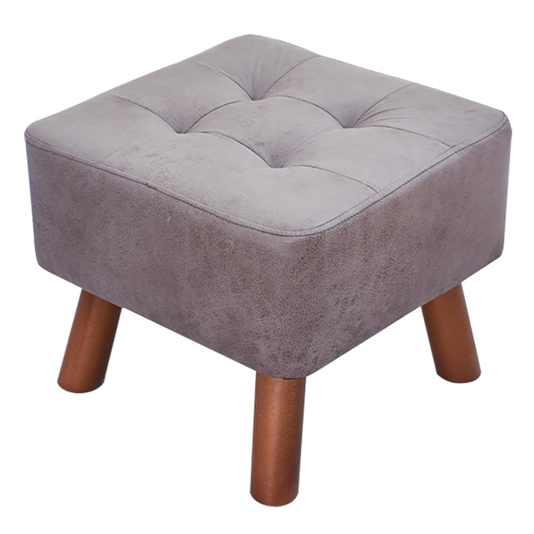 Repose-Pieds en Tissu Technique Gris 40x34cm | Tabouret Ottoman Carré