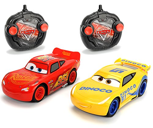 Dickie Toys 203087005 - "Cars 3 Twin Pack Turbo Racer Lightning McQueen + Cruz Ramirez", RC Fahrzeug Set, ferngesteuerte Autos, 1:24, 17cm