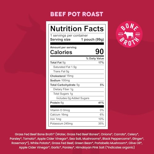 Image of Serenity Kids Beef Bone Broth Baby Puree, No Added Sugar, 3.5 Oz, 6 Pack | Savory Meat Pouch, Grass Fed Beef, Organic Veggies, GMO-Free, For Babies & Toddlers, Baby Food Pouches, Toddler Food