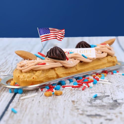 Image of Red White and Blue Sprinkles, Patriotic 4th of July Gold Star Sprinkles | Edible Pearls, Jimmies, Golden Stars, Coarse Sugar, For Baking, Cookie, Cupcake, Ice Cream Topping, Memorial Holiday Supplies