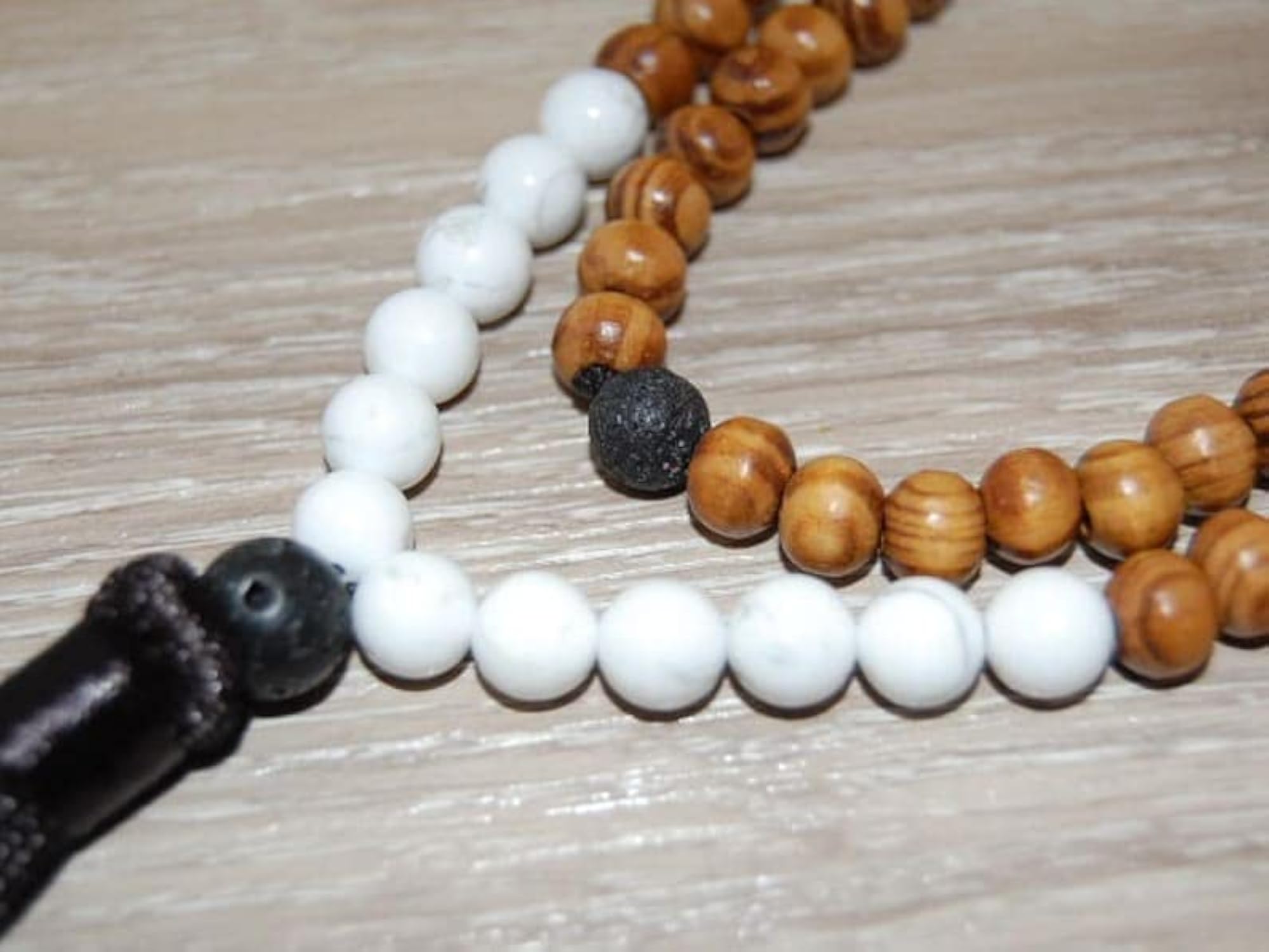 Natural Tasselwood & Howlite 6MM Beaded Handmade Prayer Mala
