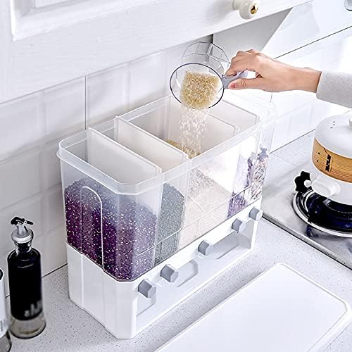 Wall-Mounted Separate Grain Cereal Can Rice Storage Cylinder Automatic Plastic Box for Kitchen image 5