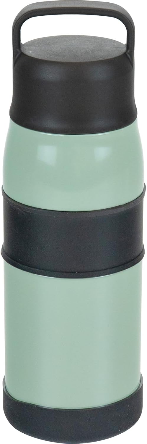 Wahei Freiz Fortec RH-1826 Sports Water Bottle, Large Capacity, 33.8 fl oz (1 L) with Handle, Wide Mouth, Ice Cap, Bottom Cover, Durable, Stainless Steel, Vacuum Insulated, Heat Retention, Cold
