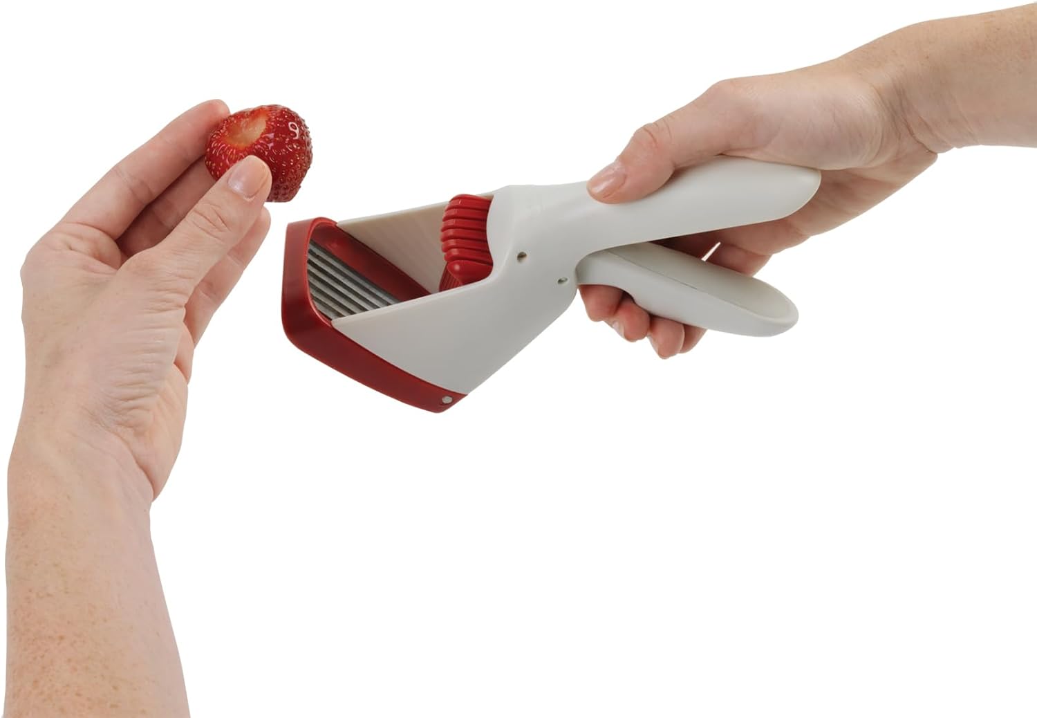 Chef'n Hand-Held Slicer Strawberry Slicester, Updated Design, Cherry/Meringue (102-712-400)