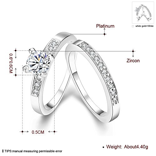 LZD Rose Gold Platinum Plated Bridal Engagement Wedding Set Ring AAA Zirconia B1533