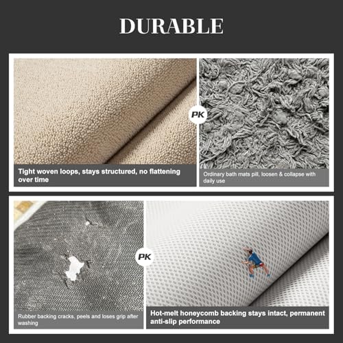 MontVoo Super Absorbent Bath Mat, Low-Profile Bathroom Rug, Breathable Quick Dry Bathroom Mats for Floor, Machine Washable Thin Bath Rug for in Front of Sink Bathtub,Outside Shower, Beige, 24"x35" — view 3