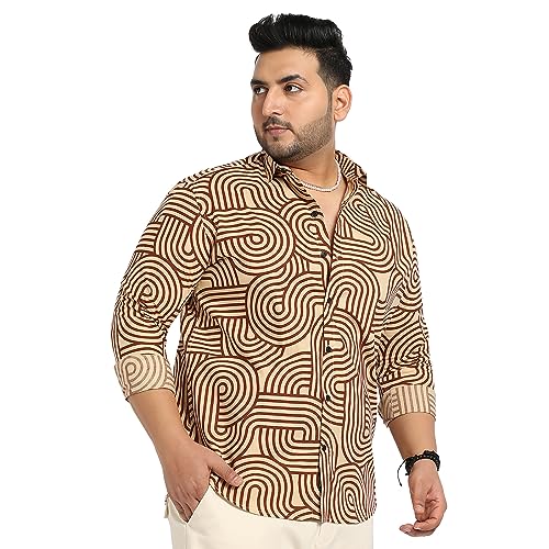Image of Instafab Plus Men's Shirt for Casual Wear | Spread Collar | Short Sleeve | Button Closure | Plus-Size Fit | Cotton Shirt Crafted with Comfort Fit for Everyday Wear