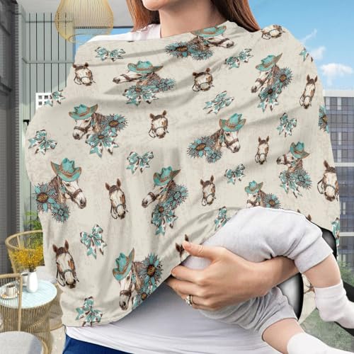 Image of Baby Car Seat Cover Western Horse Car Seat Canopy for Baby