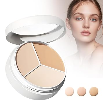 Tricolor المخفي، 2025 Tri Color Face Concealer تسليط الضوء على لوحة كفاف ثلاثي الألوان وعاء المخفي، ترقية اللون تصحيح المخفي للضوء الناضج طبيعة البشرة المتوسطة، قياسي