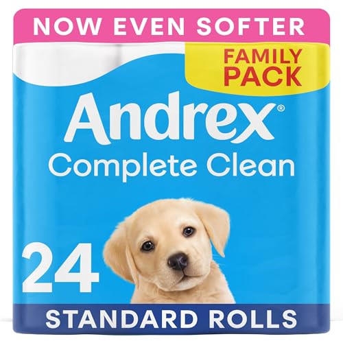 Andrex Complete Clean Toilet Roll 24 Rolls (Previously Andrex Classic Clean Toilet Tissue) Unbeatable Toilet Paper with Unique 3D Wave, FSC Certified