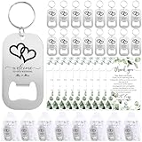 FoldTier 50 Sets Wedding Gifts for Guests Bottle Opener Keychain Bulk Beer Bottle Opener with Thank You Cards and Organza Bags Wedding Party Favors Bridal Shower Souvenir Wedding Thank You Gift