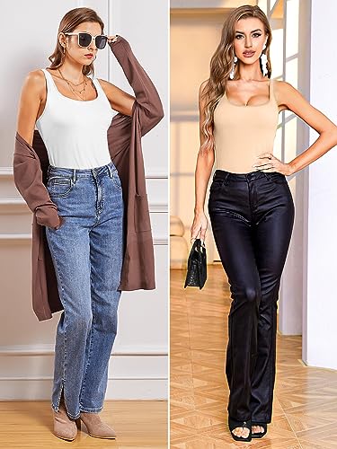 Image of V FOR CITY Non-Padded Shelf Bra Tank Top for Women Cotton Adjustable Wide Strap Camisole Basic Cami Shirts 2 Pack