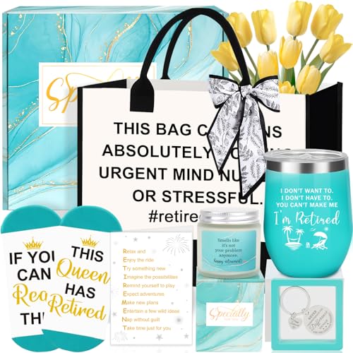 Retirement Gifts for Women 2026 Happy Funny Retirement Gifts for Women Retirees Teachers Nurses Boss Friends Mom Grandma Coworkers Farewell Leaving Going Away Gift with Canvas Tote Bag