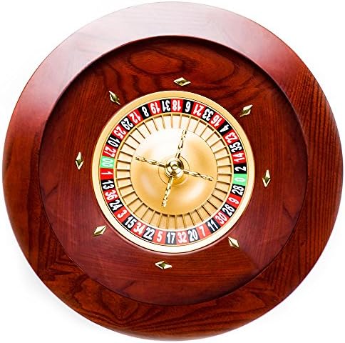 Brybelly Deluxe Wooden Roulette Wheel Set,19.5"- Red/Brown Mahogany with Double-Zero Layout, Casino Grade Precision Bearings, Aircraft Aluminum Dish,Chrome-Plated Brass Turret, Game Night Essential, Model:GROU-003