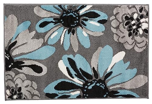 Rugshop Modern Flowers Area Rug 2' x 3' Blue