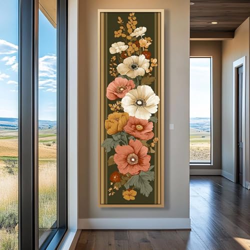 Tableau floral allongé pour sublimer la décoration de salle à manger moderne