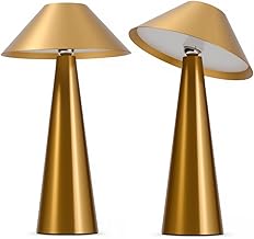 Bojim USB Rechargeable Wireless LED Table Lamp, Touch Dimmable Lamps, Indoor Battery 4000 mAh, for Bedside Outdoor Restaurant Terrace, Swivel Lamp Head, IP54 Pack of 2, Gold