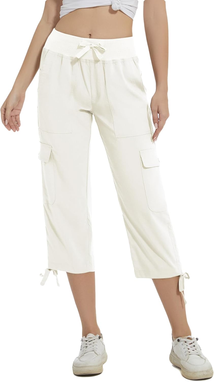 YuKaiChen Women's Capris Hiking Summer Pants Outdoor Athletic Casual with Pockets - Image 3