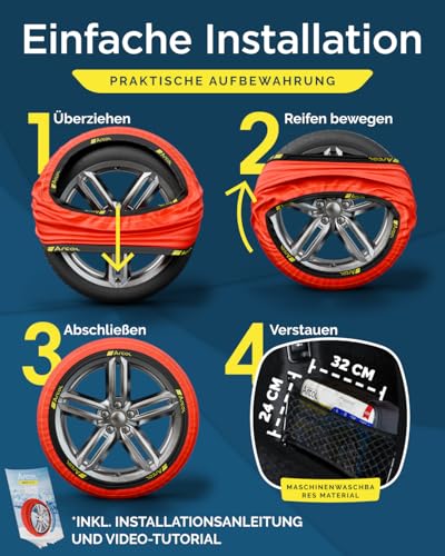 ARCOL Textilschneekette EN 16662-1 Homologiert - Zwei Textil Schneeketten Snow Sock Größe L für R14 - R20 (Reifengröße innen detalliert angegeben) (Control, L)
