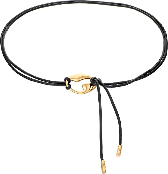 TIESOME Tie Belt, Rope Style Thin Black Leather Tie Belts with Gold Buckle