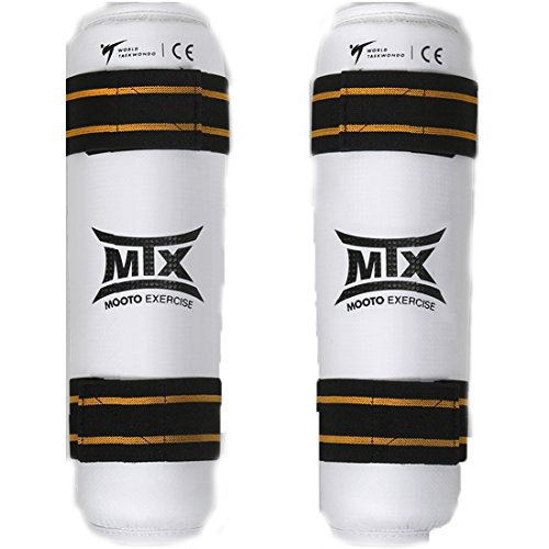 Mooto MTX Taekwondo Shin Protector WTF Approved TKD Guard Black & White XS to XL … (M)