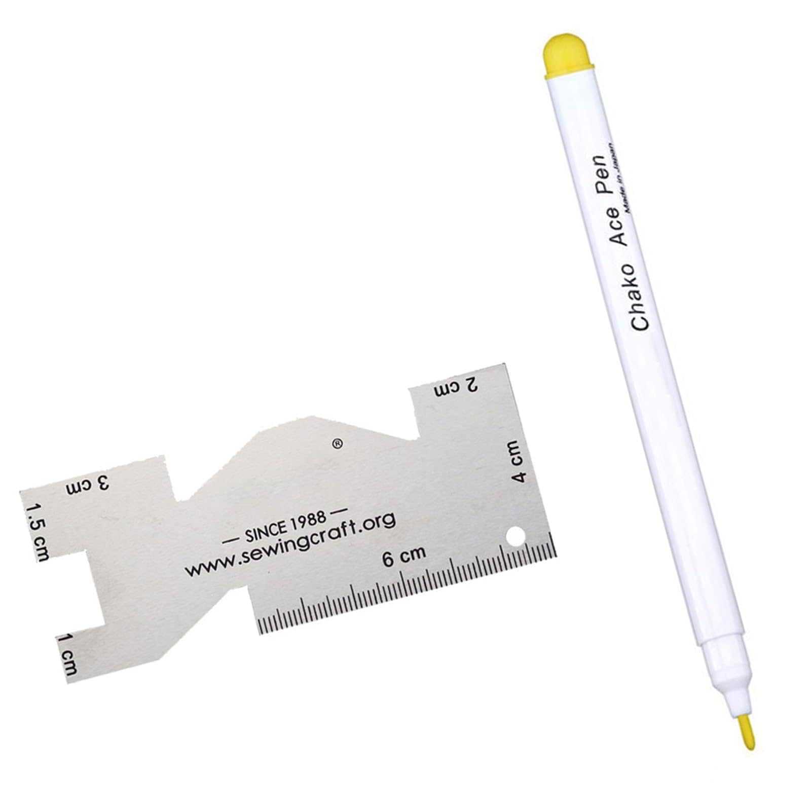 Tsophreniq Fabric Maker with Metal Quilting Ruler Water Erasable Fabric Marking Pen Water Soluble Trick Marker Vanishing Inks Pen Dressmaking Marking Tool