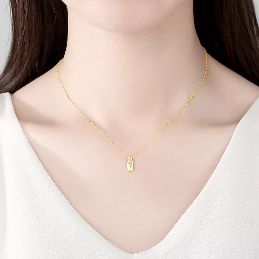 Collares con Colgante Cuadrado de eslabones de Cadena, joyería para Mujer, Regalos de Plata de Ley 925 para Mujer