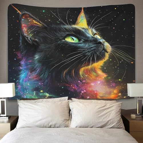 Couverture murale imprimée chat de l'espace 3D tapisserie décorative de salon - 4