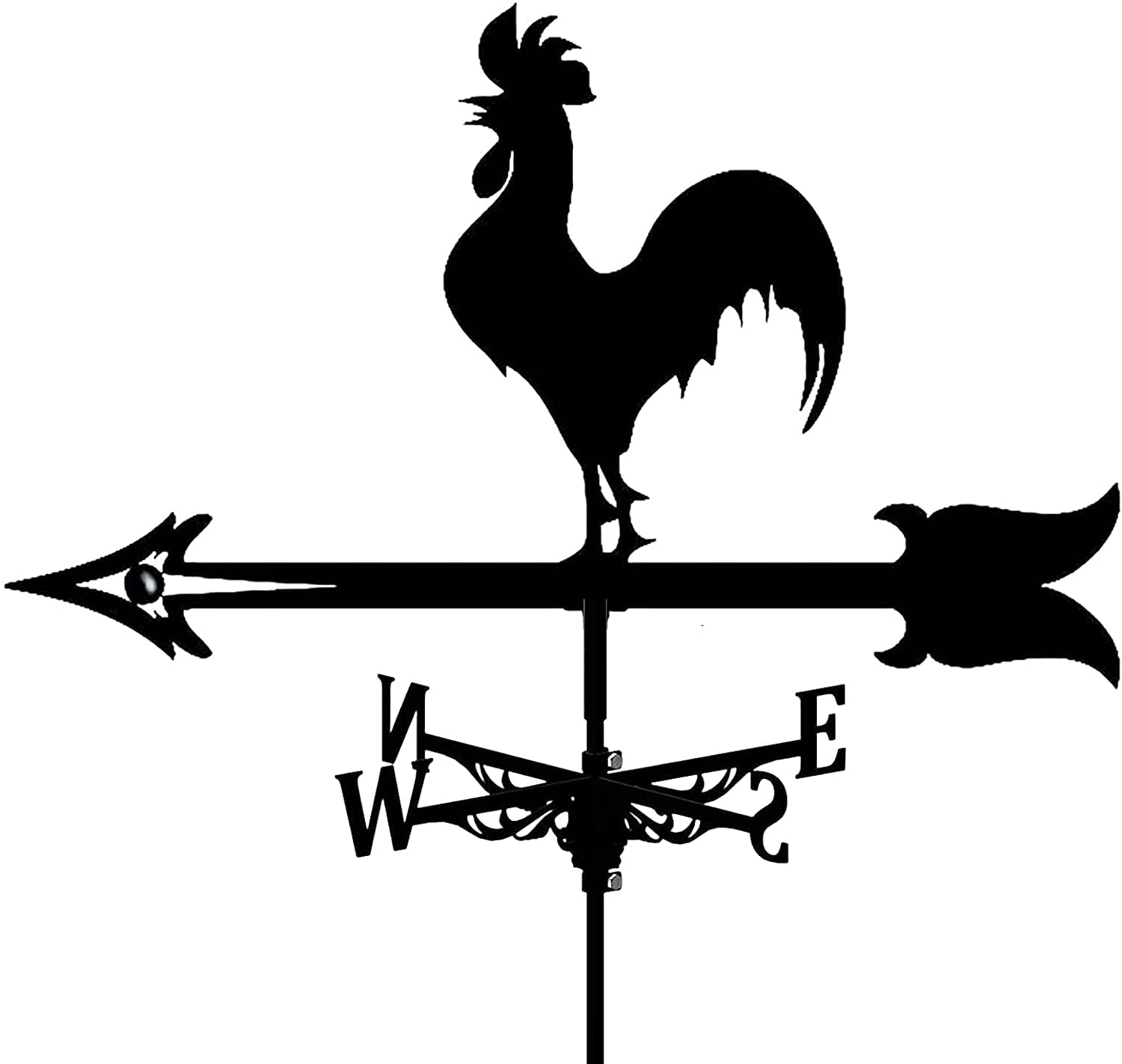 WIQUYBML wind vane Rooster Cockerel Stainless Steel Wind Direction Indicator Vane Measuring Tools Garden Pole Weather Suitable for Outdoor Metal Products,A (C normal)