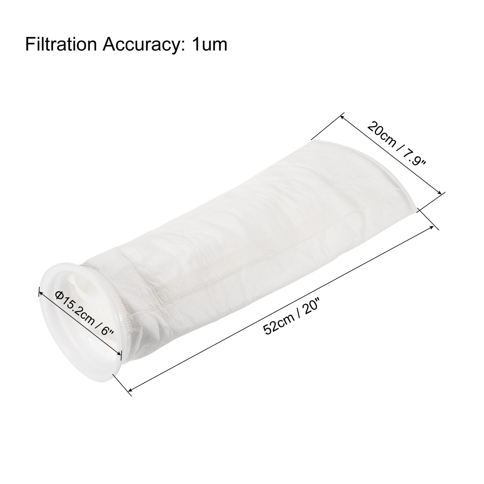 PATIKIL 6 Pouce Anneau Filtre Chaussettes 1 Micron, 2 Paquet Maille Sacs Piscine Écumoire Panier, Blanc