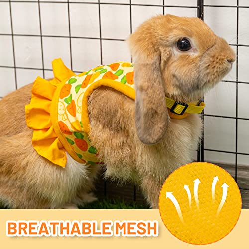 Rabbit Harness And Leash For Walking Escape Proof - Cute Carrot Pattern Mesh Breathable Bunny Vest Harness Outdoor Camping Hiking Training - Also Suit For Ferret Kitten Puppy Small Animals #TOP3