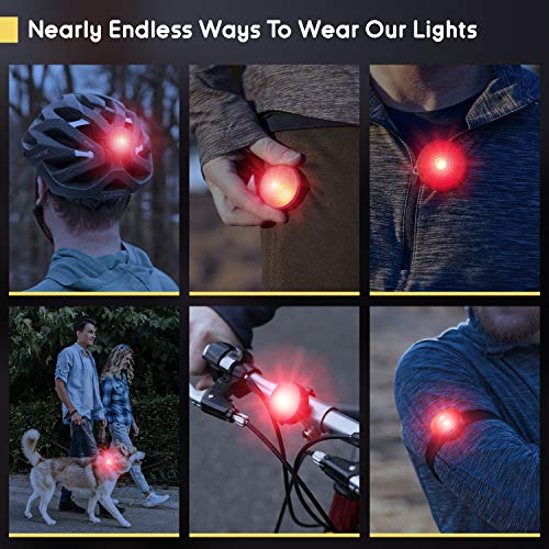 Everbeam E100 Led Safety Lights For Walking At Night - Waterproof Bike Led Light Excellent For Runners, Cycling, Dog Walking, Kayaking-Bright Clip On Led Light, Many Straps For Wearing - 2 Pack, Red #TOP5