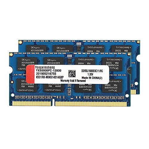 Hottest Sales DDR3L 2x8GB (16GB Kit) SODIMM RAM 1600MHz 1.35V (PC3-12800) CL11 204Pin Non-ECC Unbuffered DDR3 Laptop Memory (Blue)