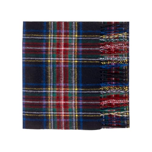 Oxfords Cashmere Reine Schurwolle Luxury Tartan Schal, Black Stewart