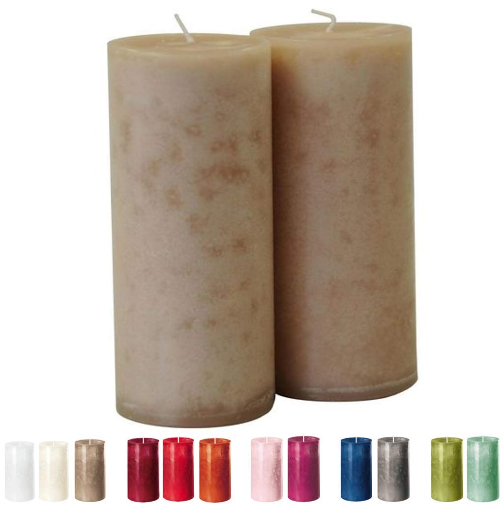 Candele per l'Avvento/candele a colonna/candele (Safe Candle) – Grande scelta – Corona dell'Avvento/ghirlanda di Natale/candele di Natale., sahara, XL & Breit: Höhe 18cm / Ø 8cm - 2 Stück